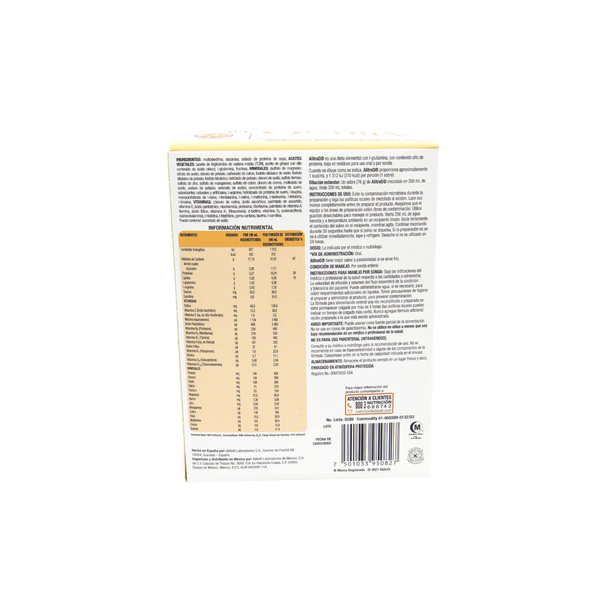 Alitraq 1,0 kcal/mL, Dieta Elemental con L-Glutamina 6 Sobres - Image 4