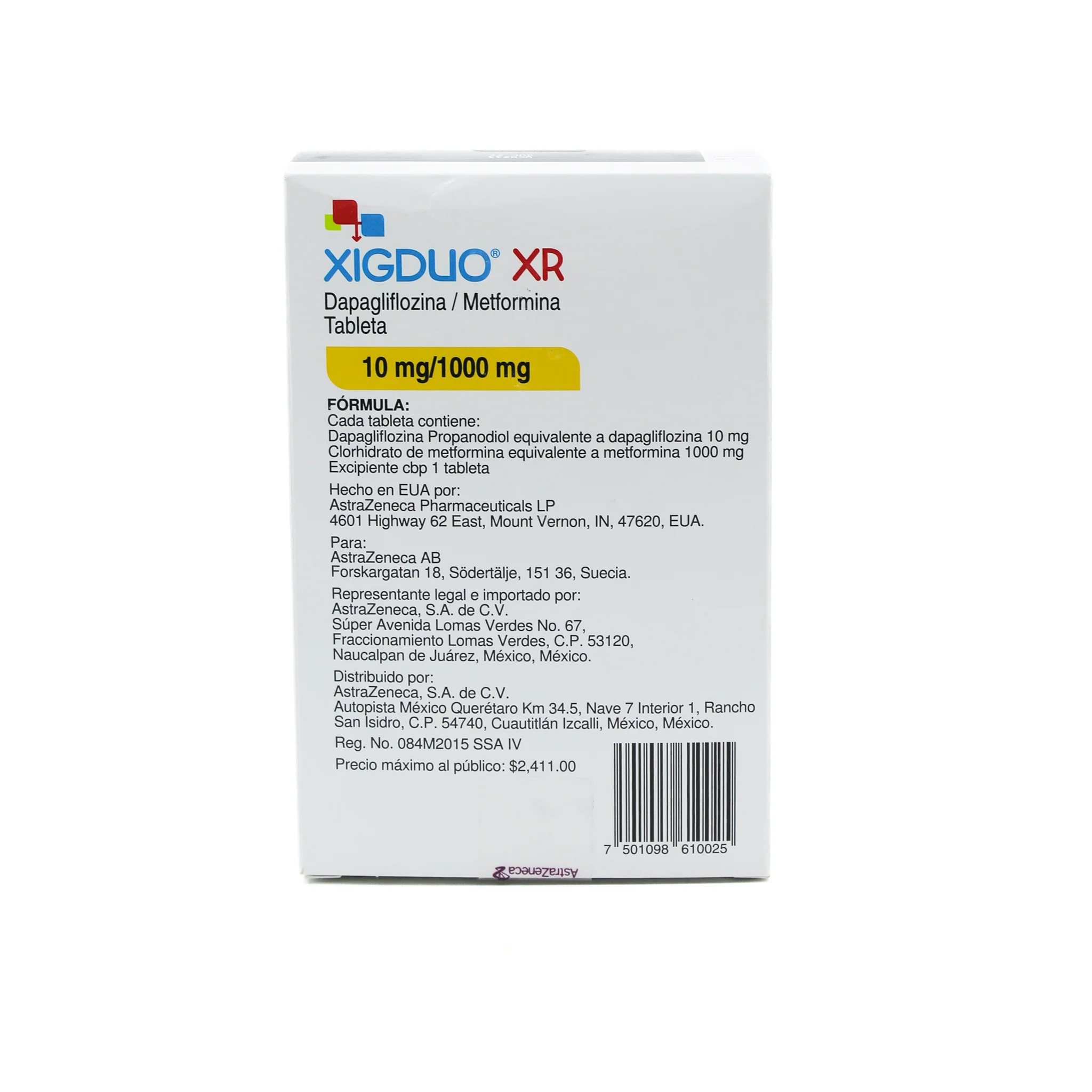 Xigduo XR 10 mg / 1000 mg Dapaglifozina / Metformina Caja con 28 Tabletas - Image 4